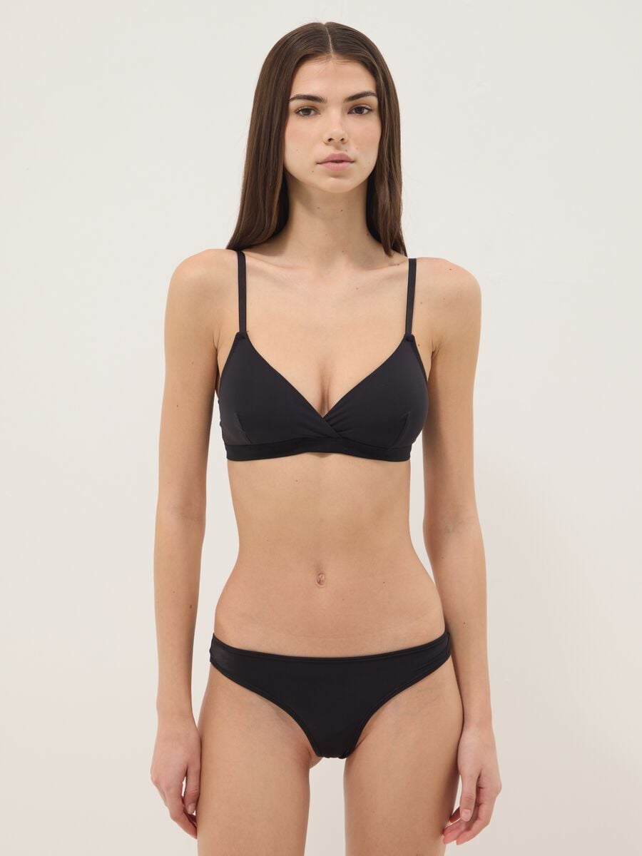 Black triangle bra with removable padding in stretch fabric_1