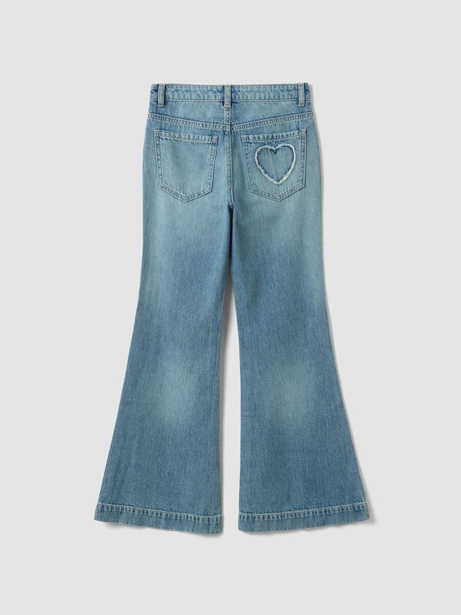 Light blue pure cotton flare jeans_2