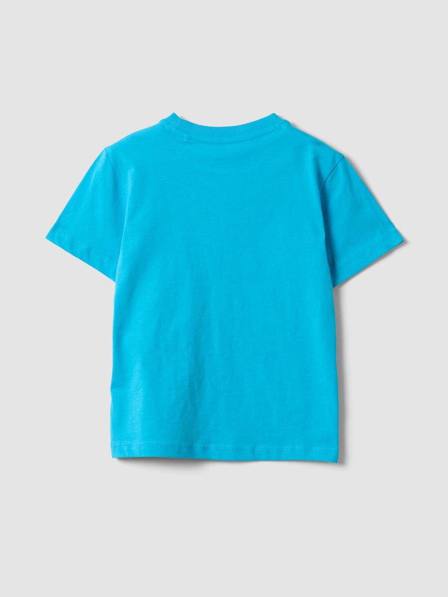 Blue pure cotton kids&rsquo; T-shirt with surf print, regular fit_1
