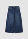 Blue cotton-blend jeans with viscose and lyocell, embroidered, for girls_0