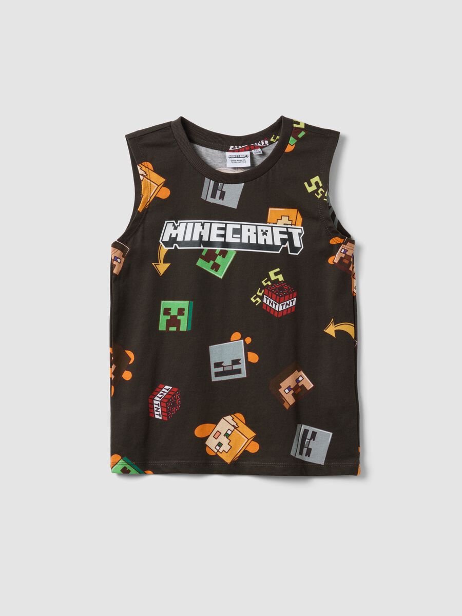 D&eacute;bardeur noir enfant en pur coton avec imprim&eacute;s Minecraft_0