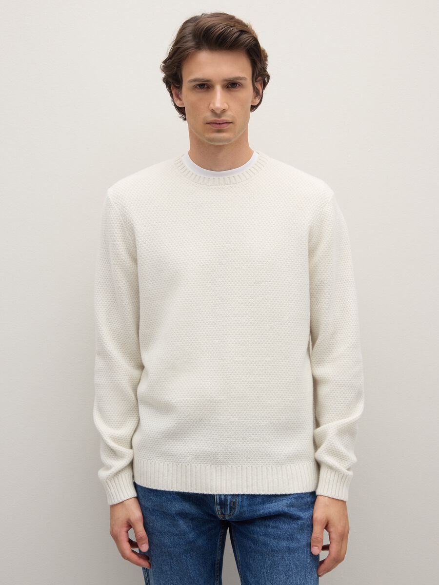 White pure wool sweater regular fit_0