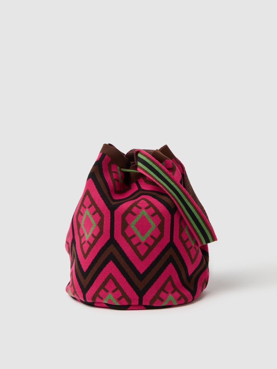 Multicolor ethnic detail beach bag with tassels_2