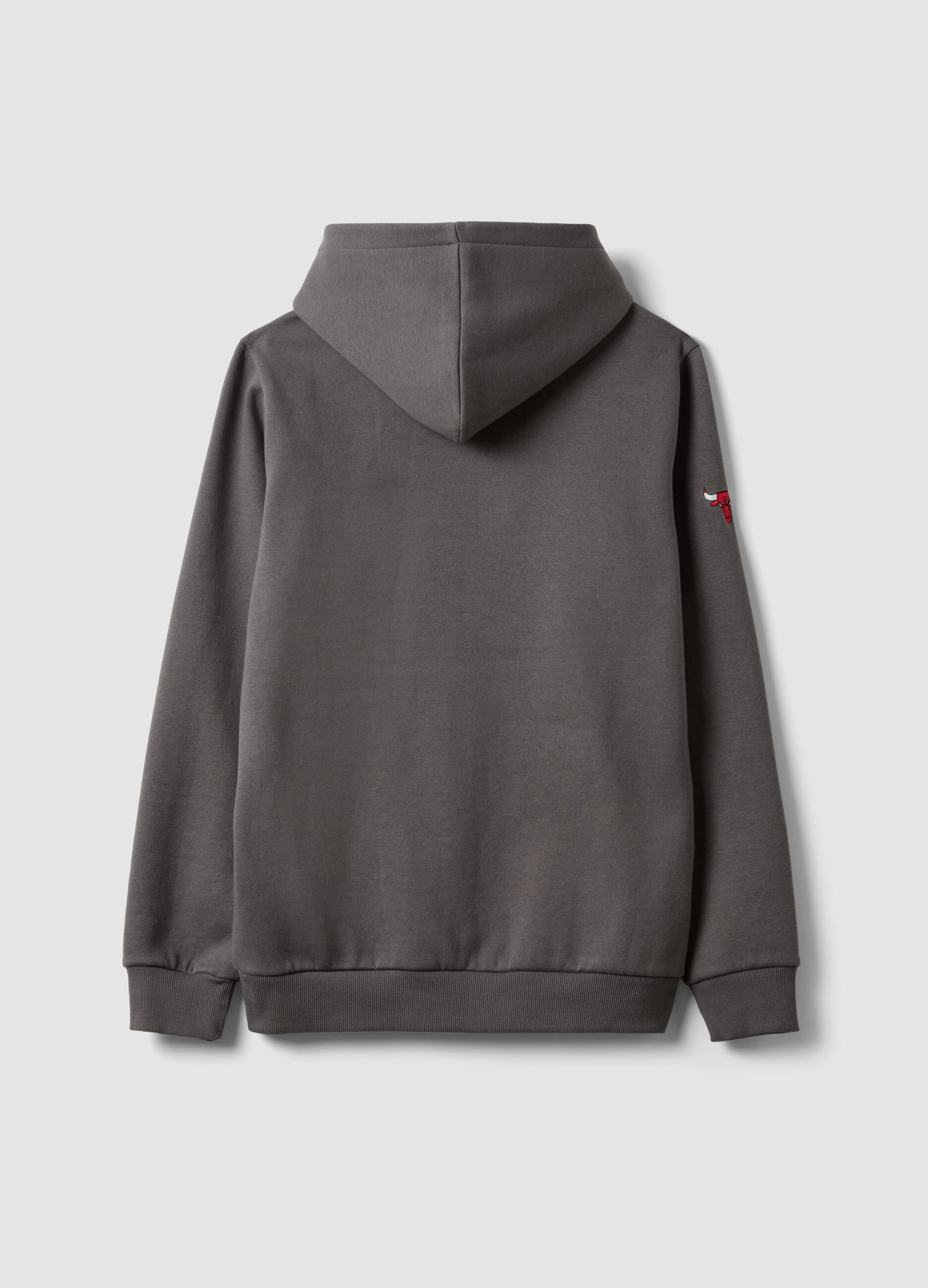 Sweat com capuz cinzenta em mistura de algod&atilde;o com estampado Chicago Bulls