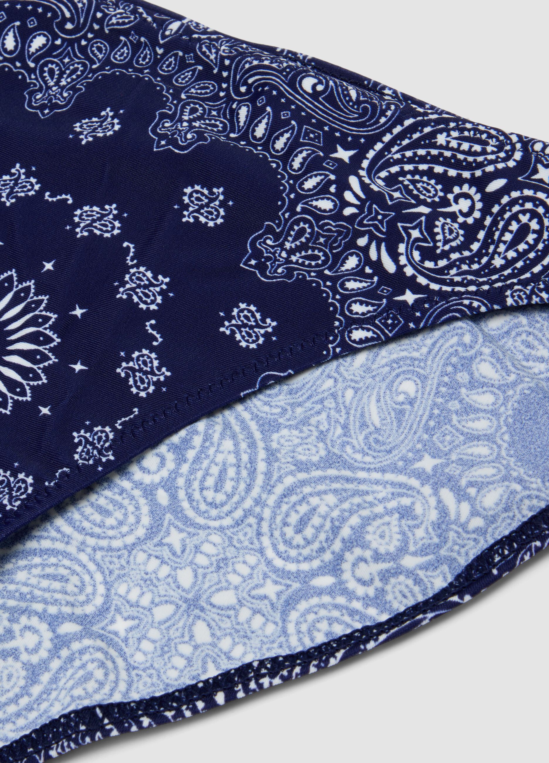 Girls&rsquo; blue stretch bikini with paisley print