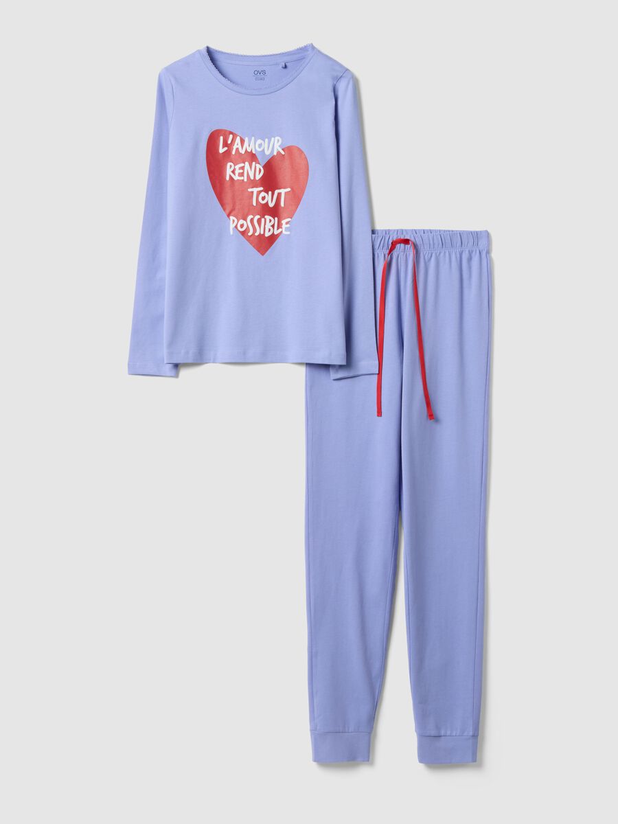 Purple pure cotton regular fit pyjamas with heart_4