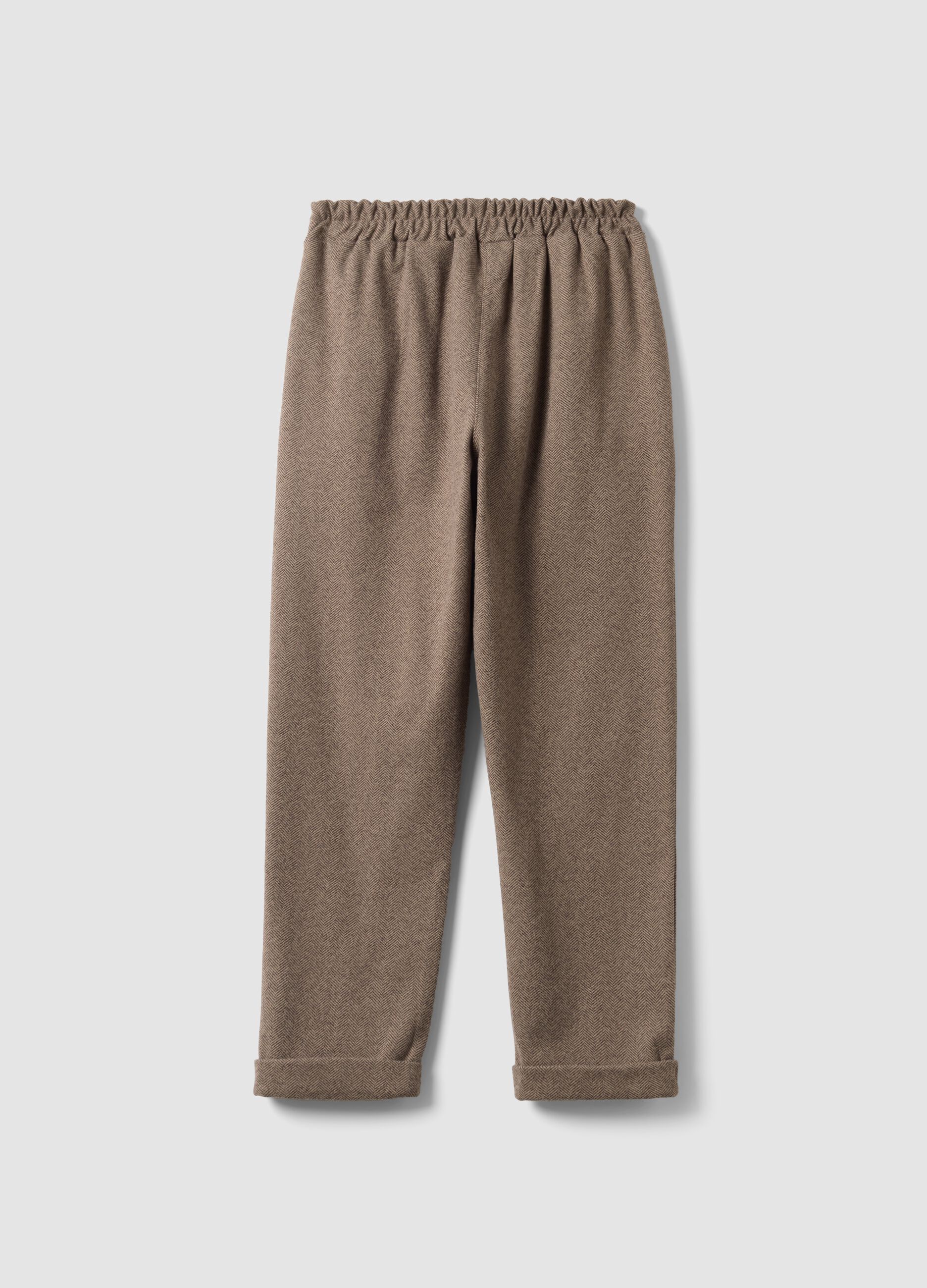 Pantaloni marroni regular fit con motivo chevron