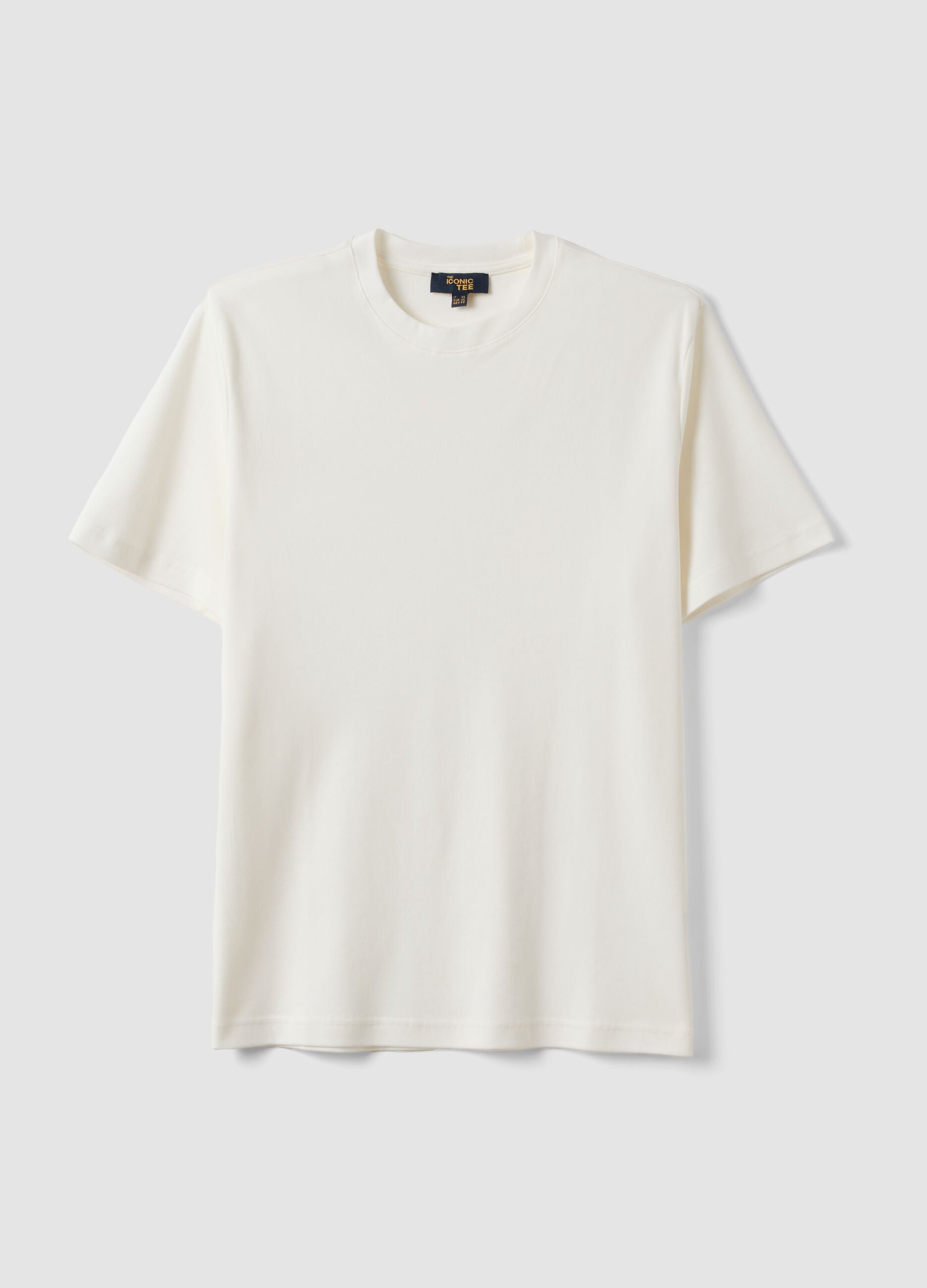 White pure cotton regular-fit short-sleeve T-shirt