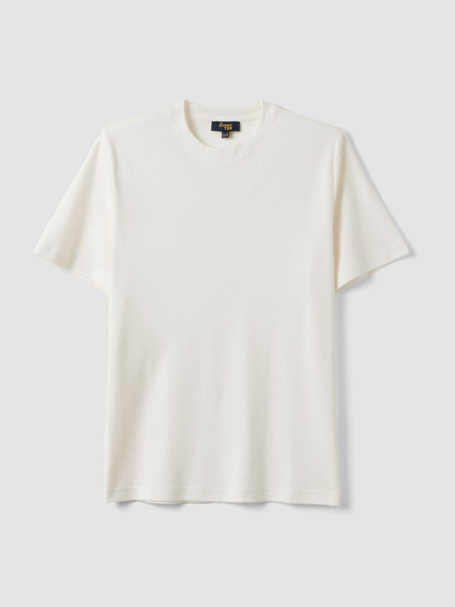 White pure cotton regular-fit short-sleeve T-shirt_0