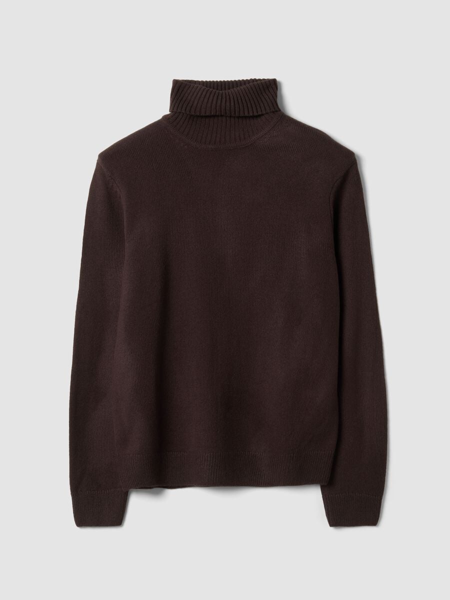 Maglia marrone a dolcevita regular fit in jersey knit_0