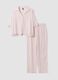 Pink pure viscose striped V-neck pyjamas, regular fit_4