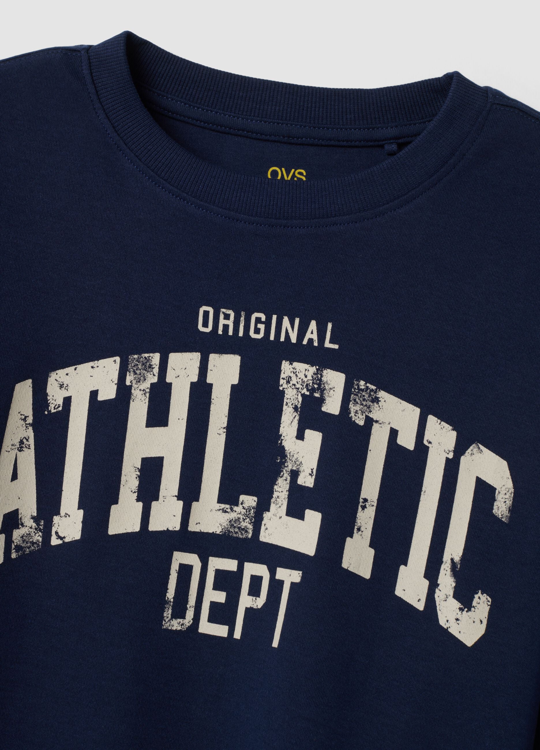 Blue organic cotton crew-neck T-shirt