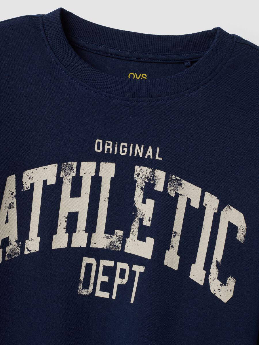 Blue organic cotton crew-neck T-shirt_1