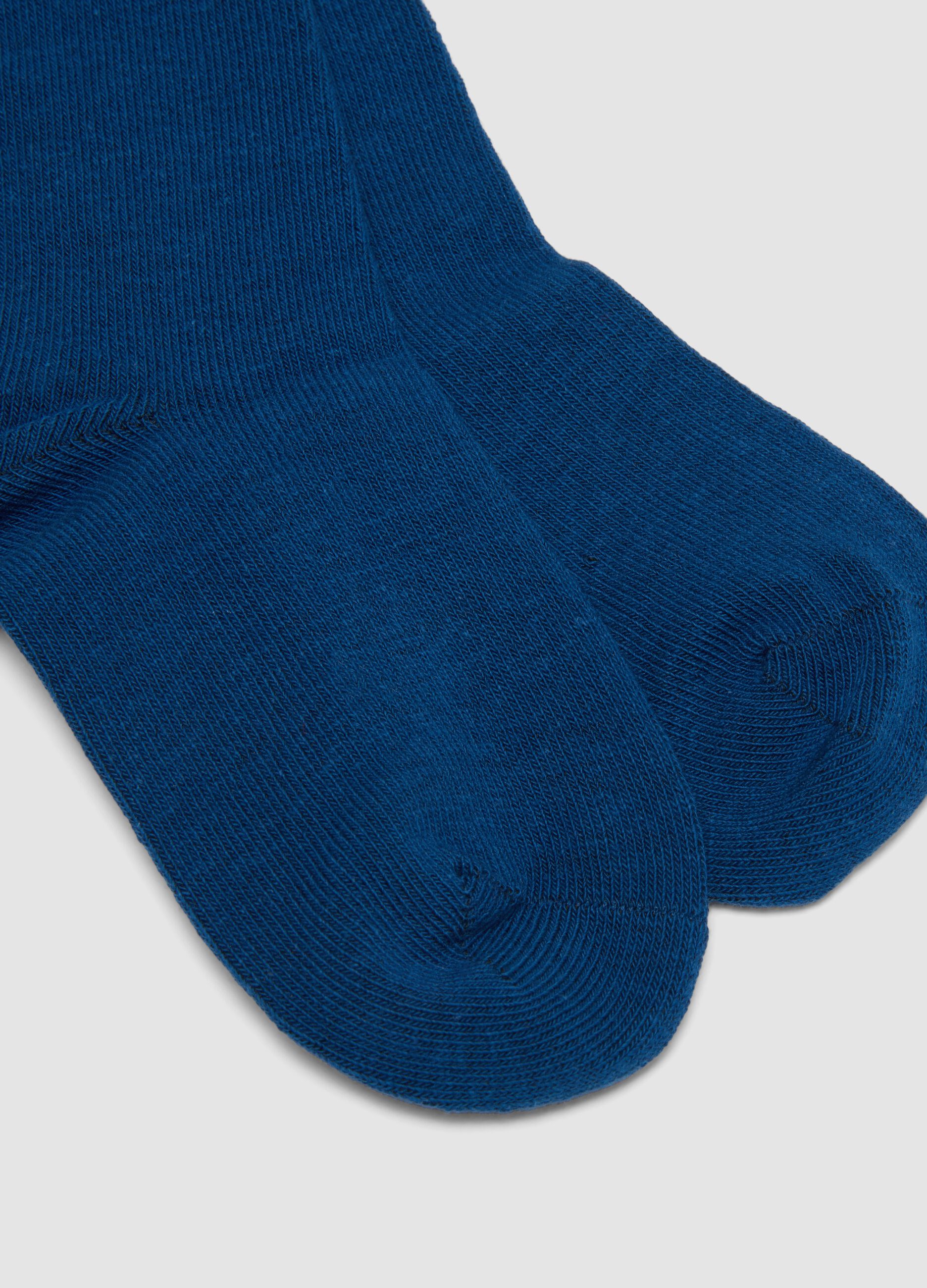 3er-Pack lange blaue Socken aus elastischer Bio-Baumwolle