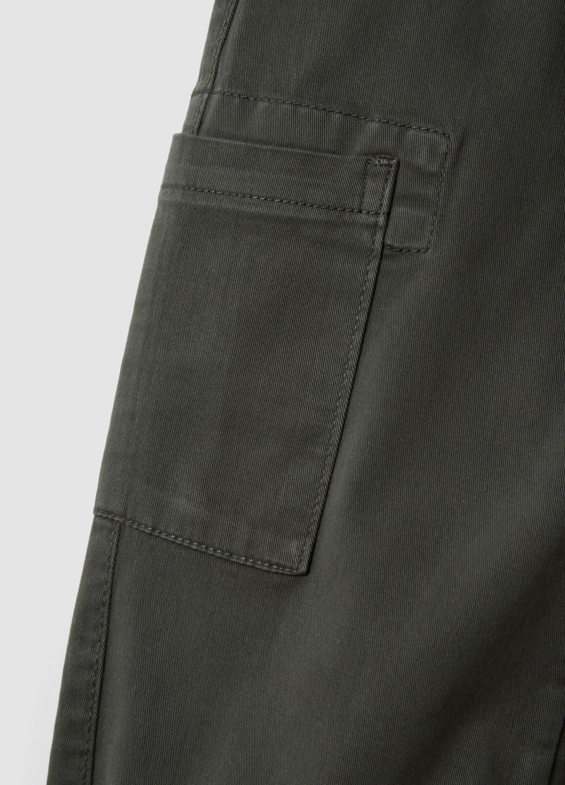Grey stretch-cotton joggers with cargo pockets