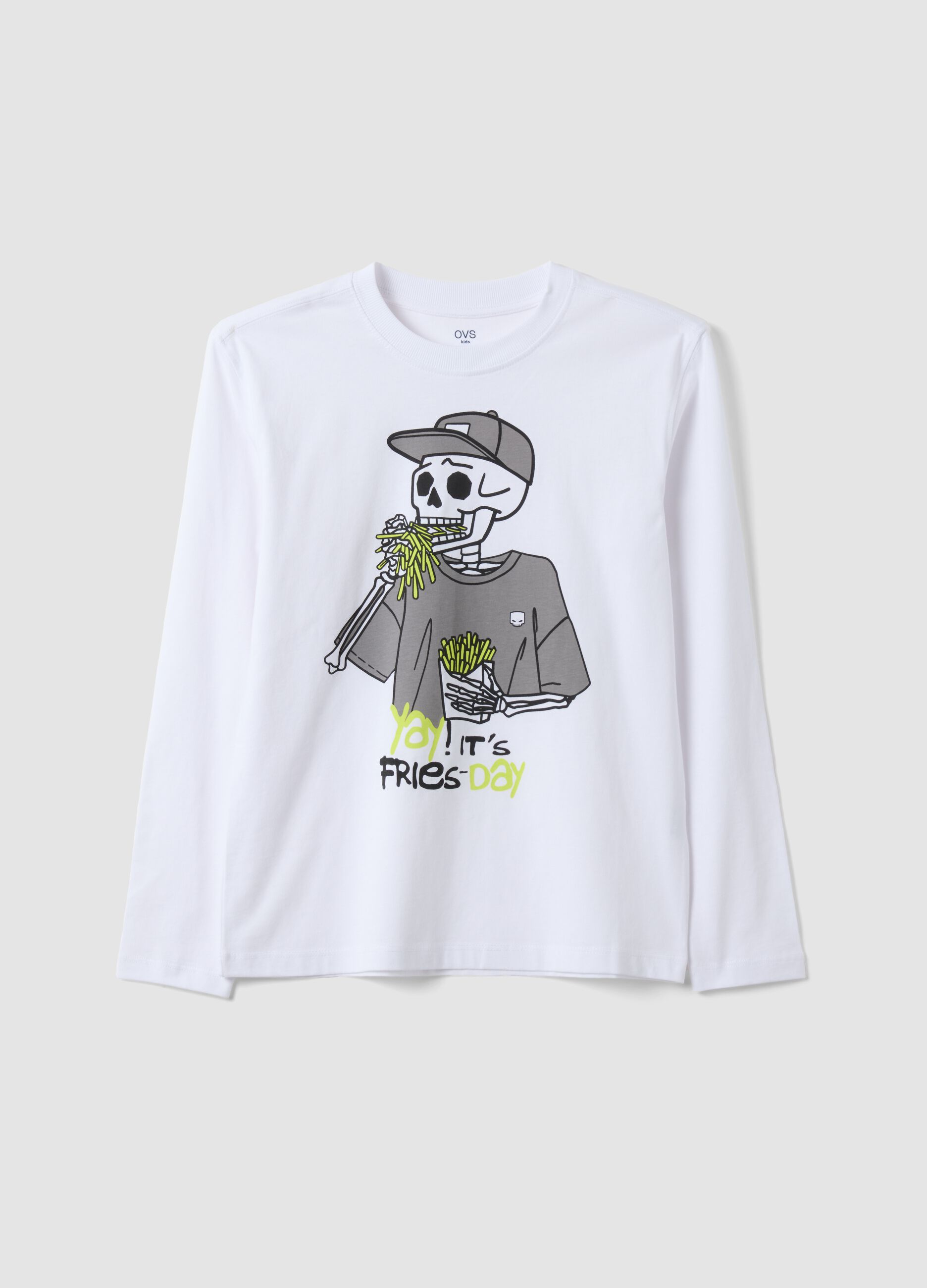 &Lambda;&epsilon;&upsilon;&kappa;ό T-shirt &alpha;&pi;ό 100% &omicron;&rho;&gamma;&alpha;&nu;&iota;&kappa;ό &beta;&alpha;&mu;&beta;ά&kappa;&iota; &mu;&epsilon; &sigma;&tau;ά&mu;&pi;&alpha; &sigma;&kappa;&epsilon;&lambda;&epsilon;&tau;ό, relaxed &epsilon;&phi;&alpha;&rho;&mu;&omicron;&gamma;ή