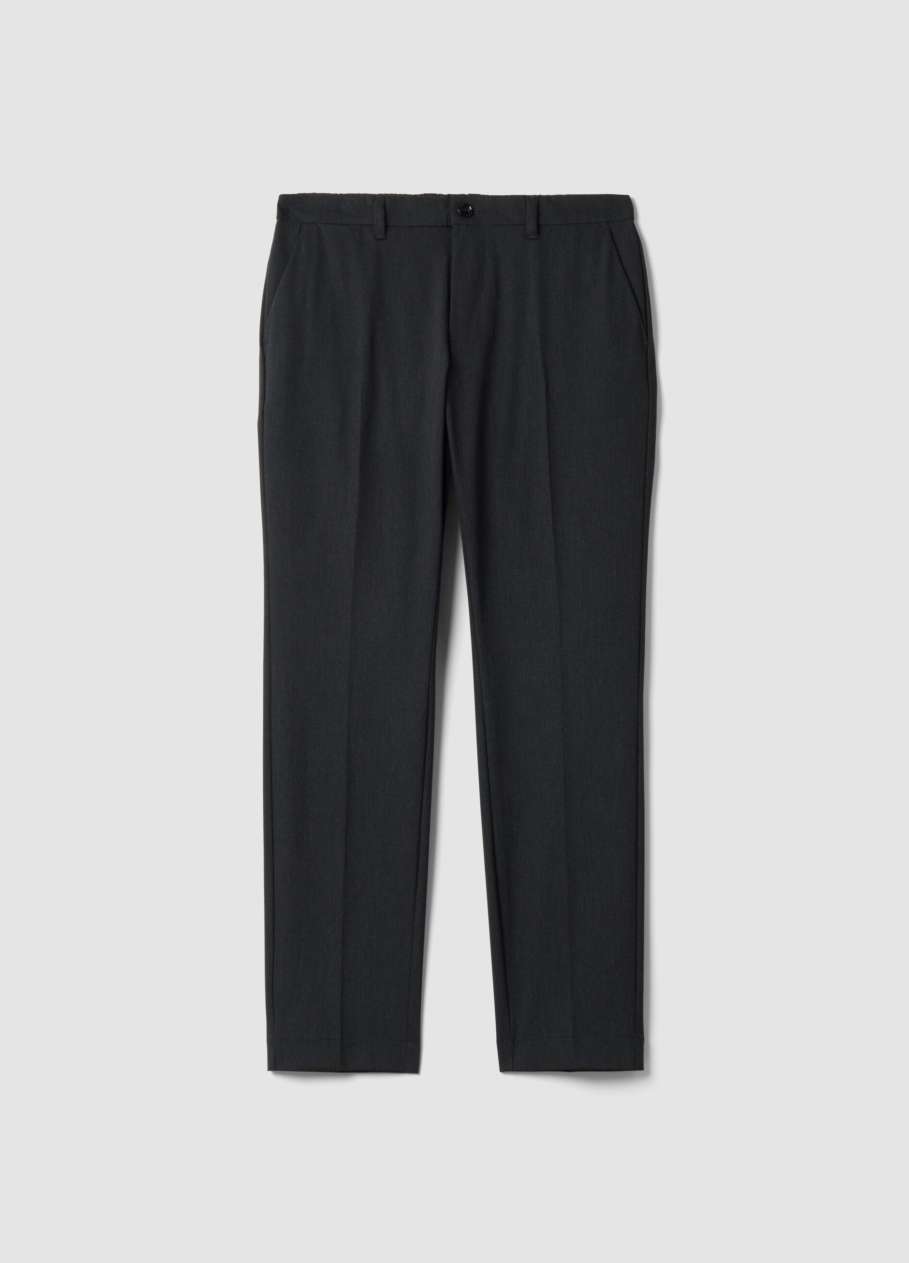 Grey slim-fit stretch viscose twill chino trousers