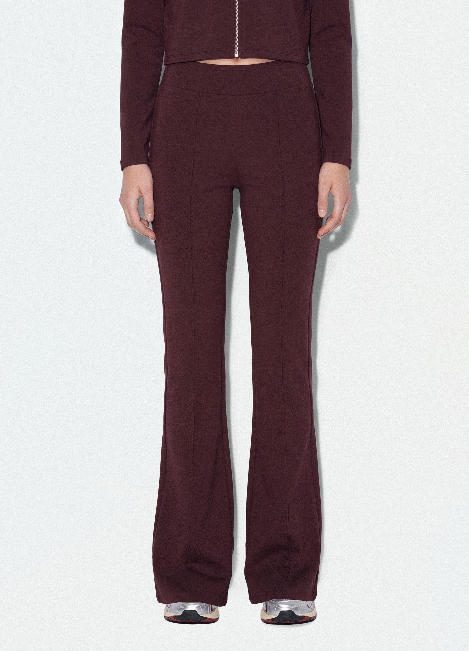 Pantaloni viola flare in modal elasticizzato