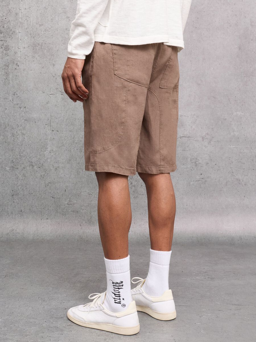 100% Linen Shorts in Mocha_2