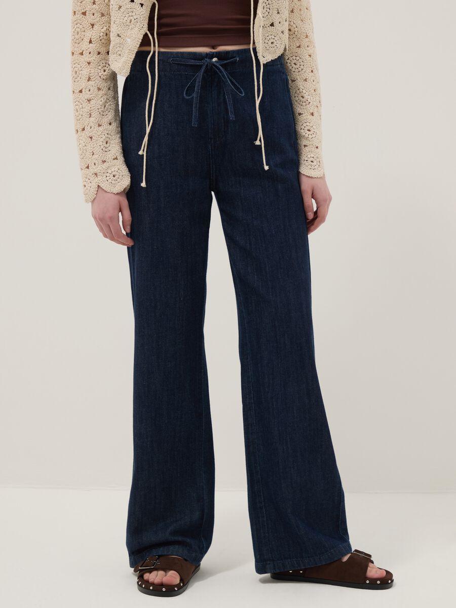 Pure Cotton Blue Denim Relaxed Fit Jogger Jeans_1