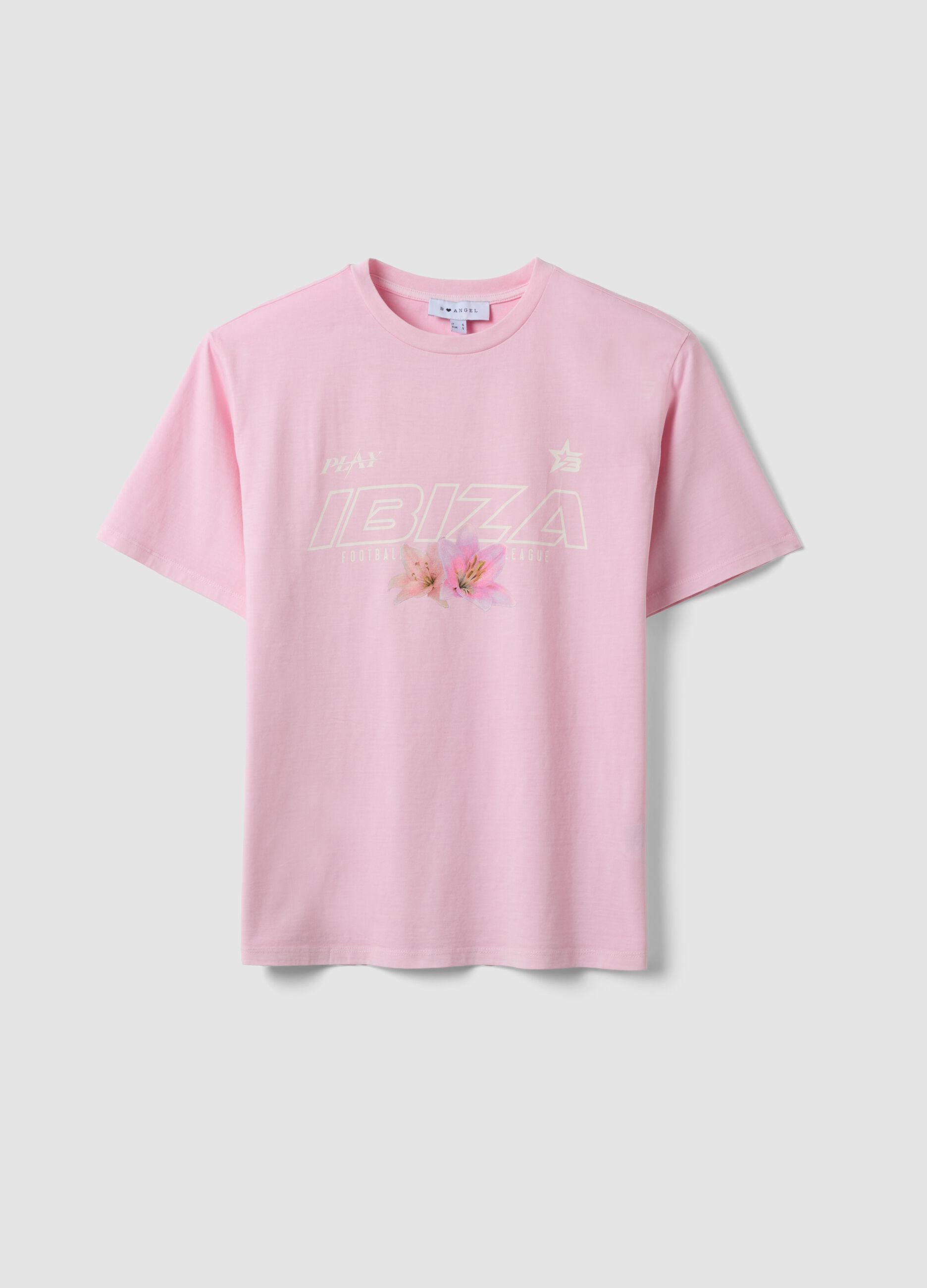 Camiseta rosa de algod&oacute;n puro con mensaje, corte relaxed