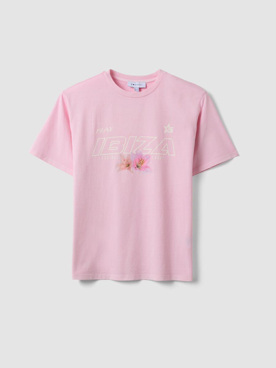Wei&szlig;es T-Shirt aus reiner Baumwolle mit Schriftzug, Relaxed Fit_4