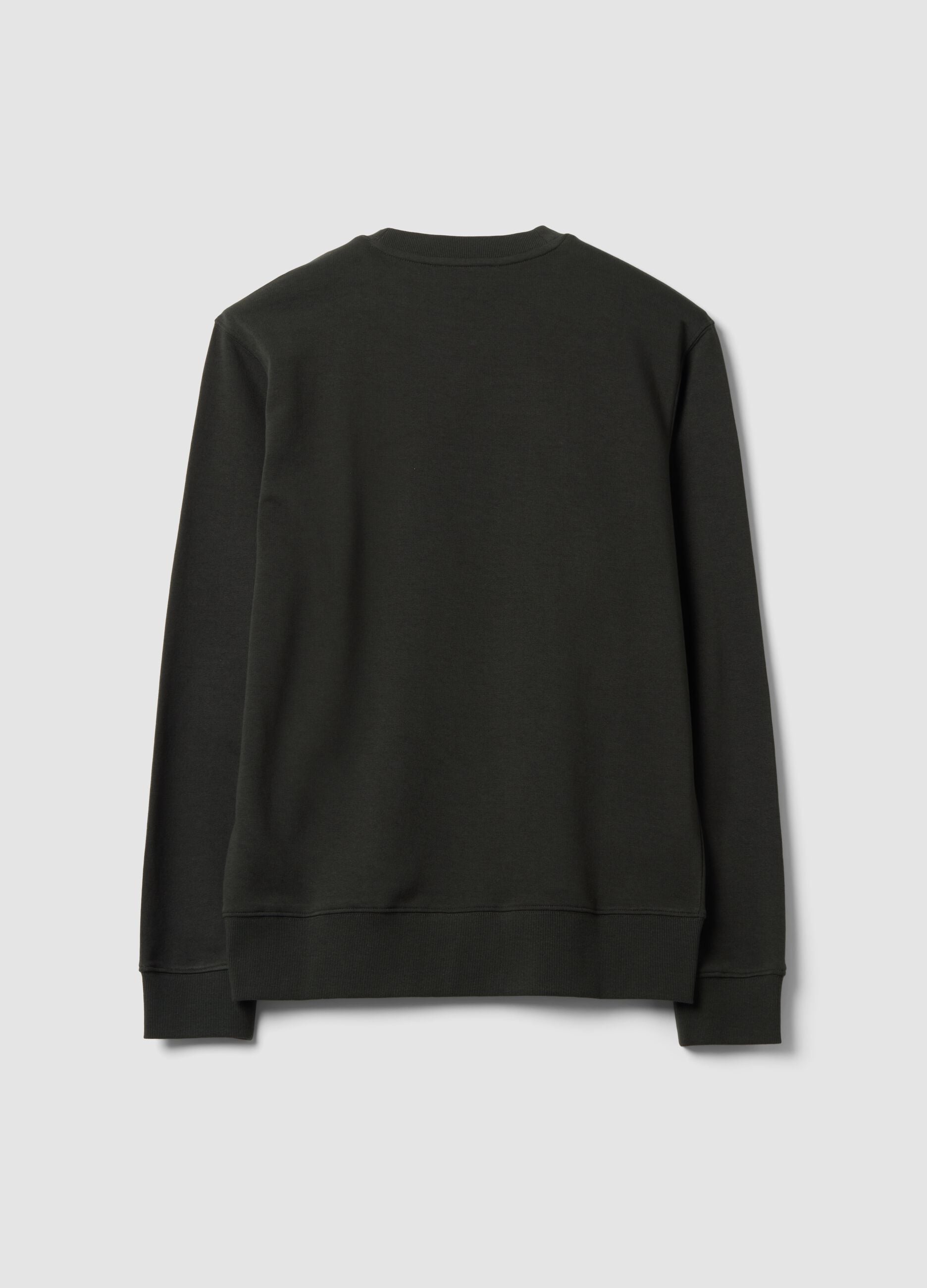 Black crew-neck sweatshirt in cotton blend, regular fit