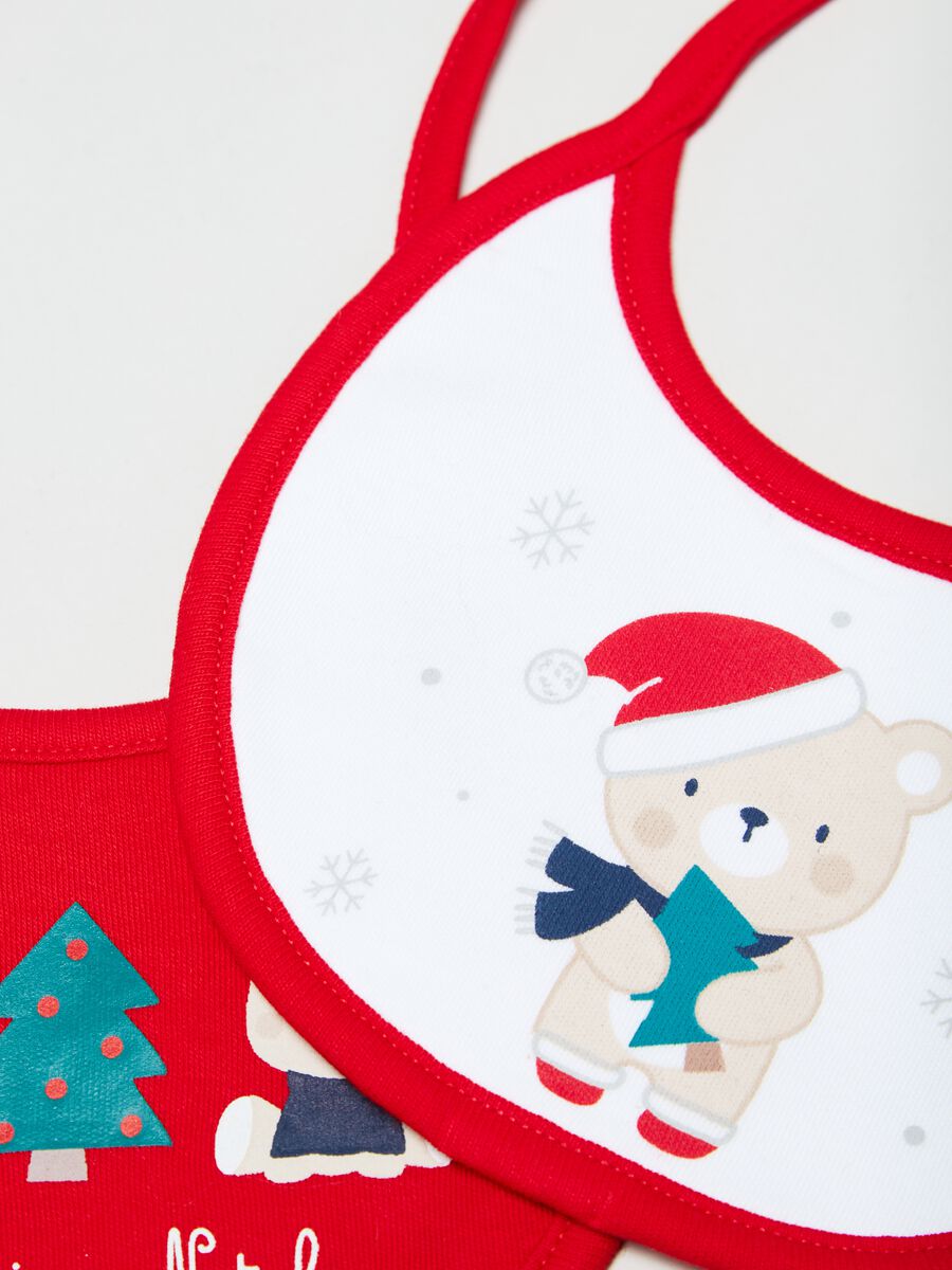 Two-pack bibs with Christmas print_1