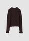 T-shirt marrone in tessuto elasticizzato traforato con colletto rialzato_6