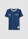 Boys' blue pure cotton T-shirt, relaxed fit with white collar_3