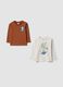 2-pack multicolour pure cotton T-shirts with alien print for boys_0