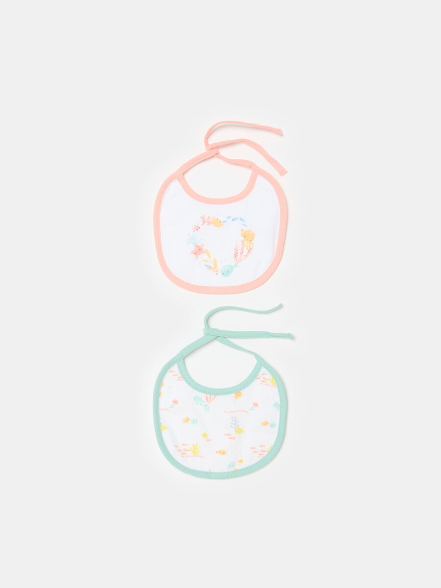 Two-pack bibs in organic cotton with sea motif_0