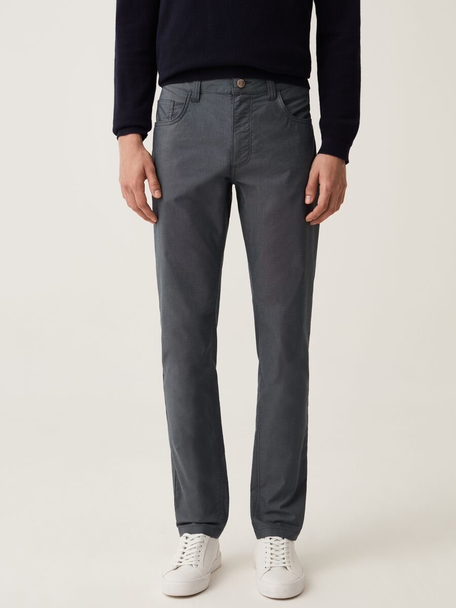 Five-pocket trousers with micro weave_1