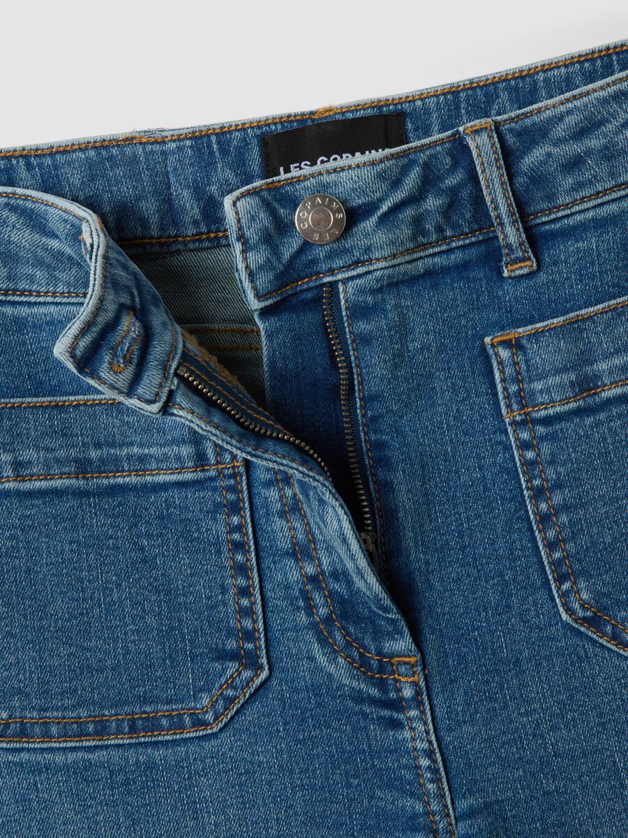 Blue wide-leg stretch cotton jeans_5