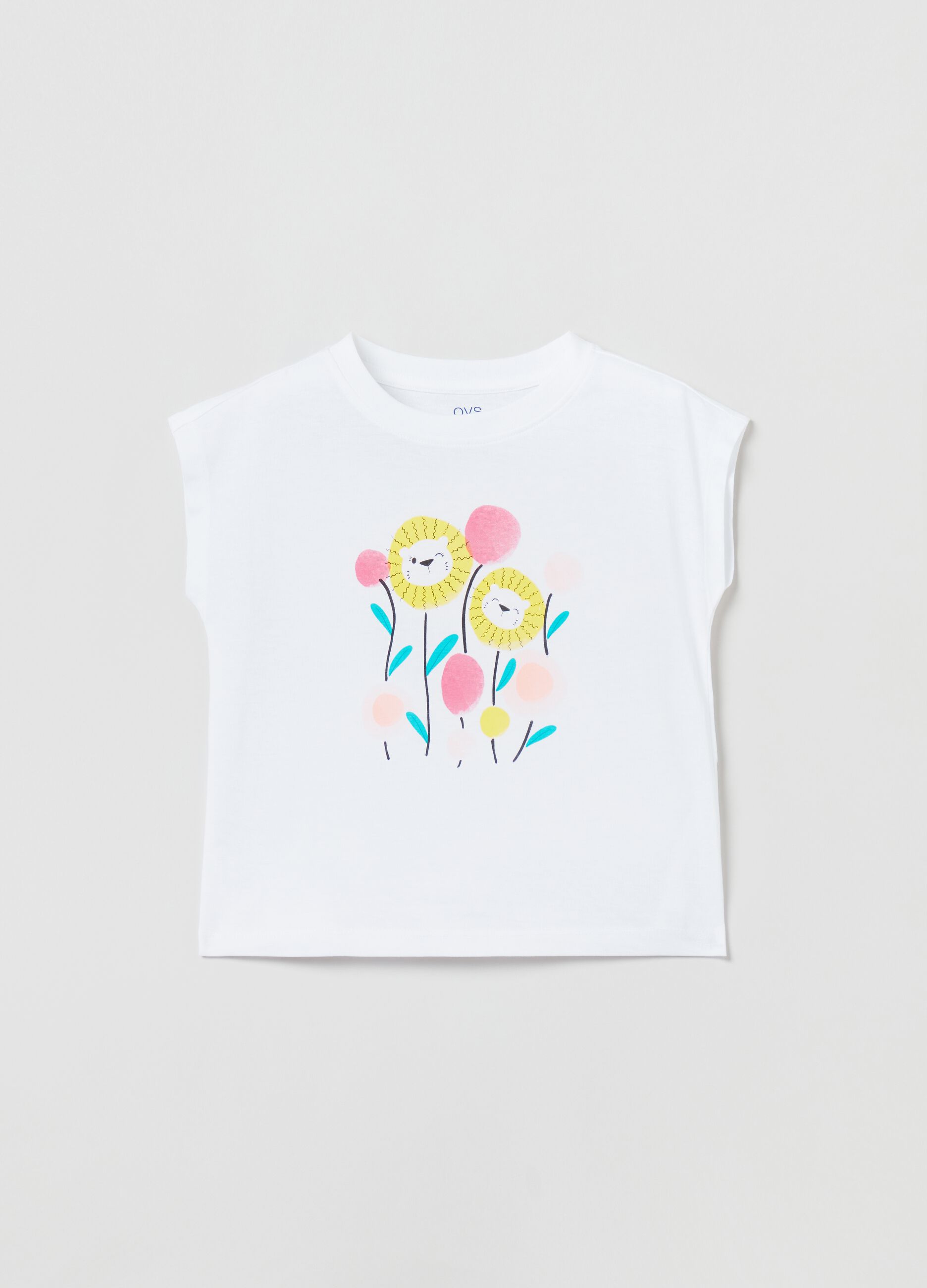 Sleeveless T-shirt with print