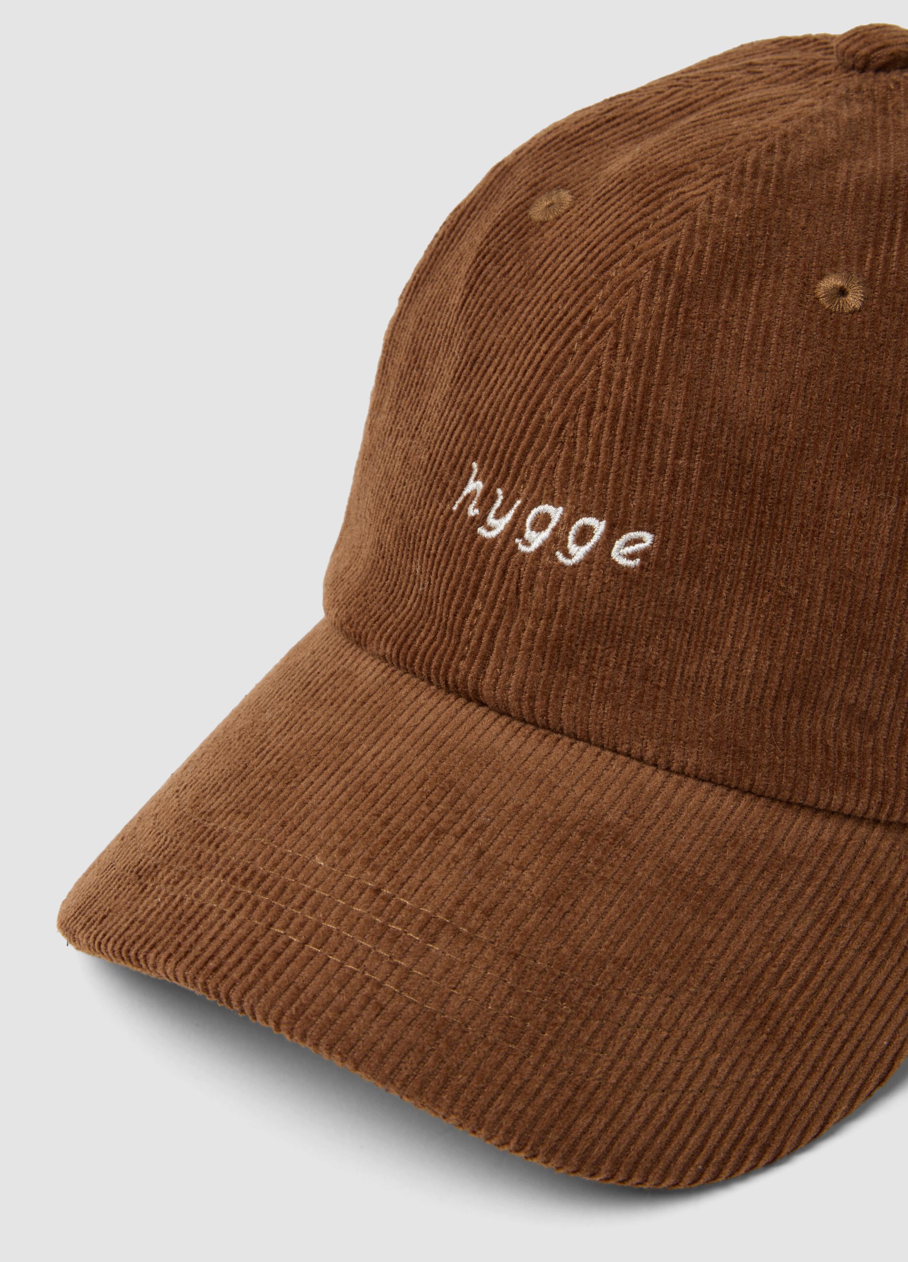 Brown ribbed pure cotton cap