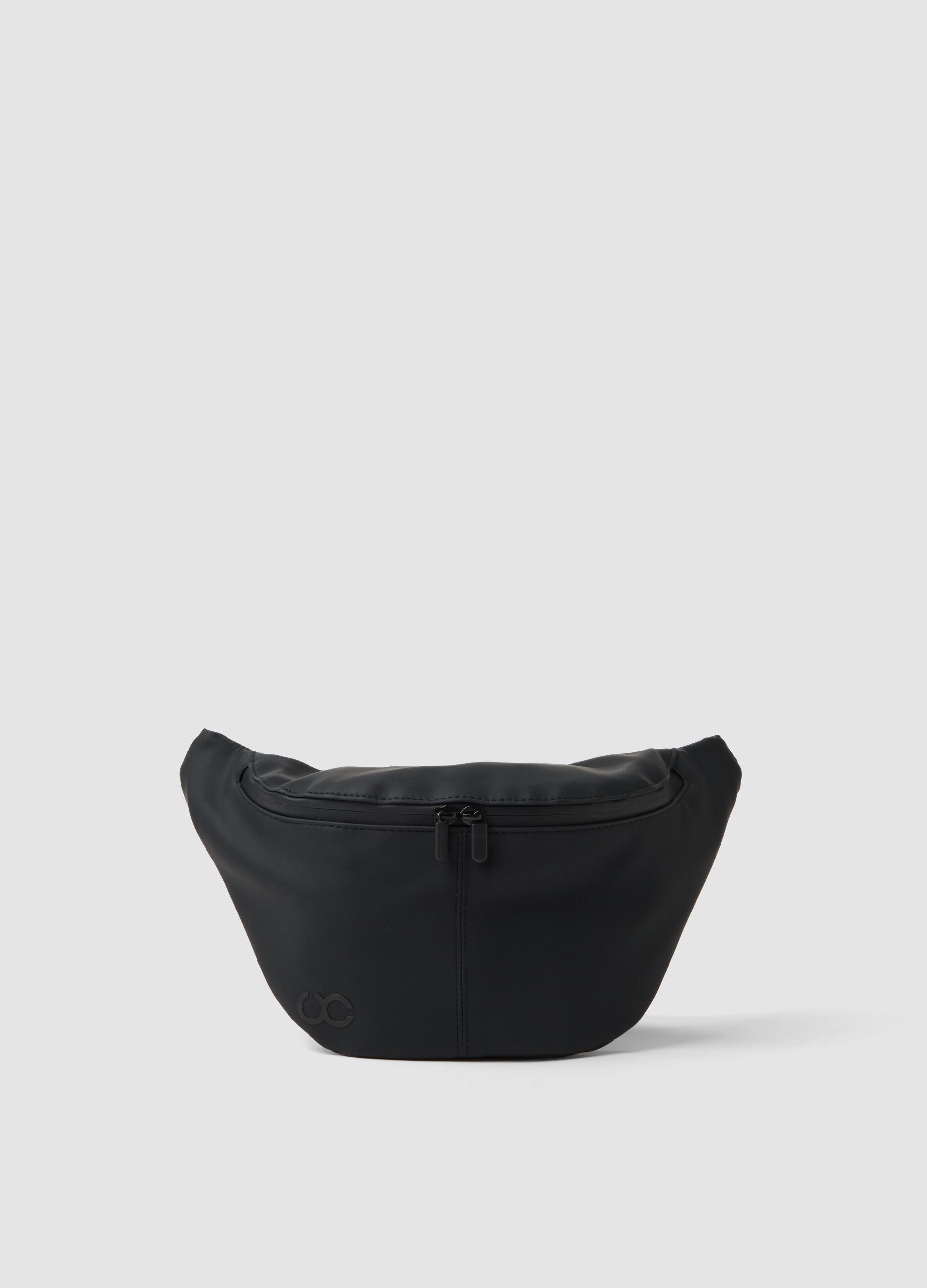 Black bum bag with adjustable belt and zip