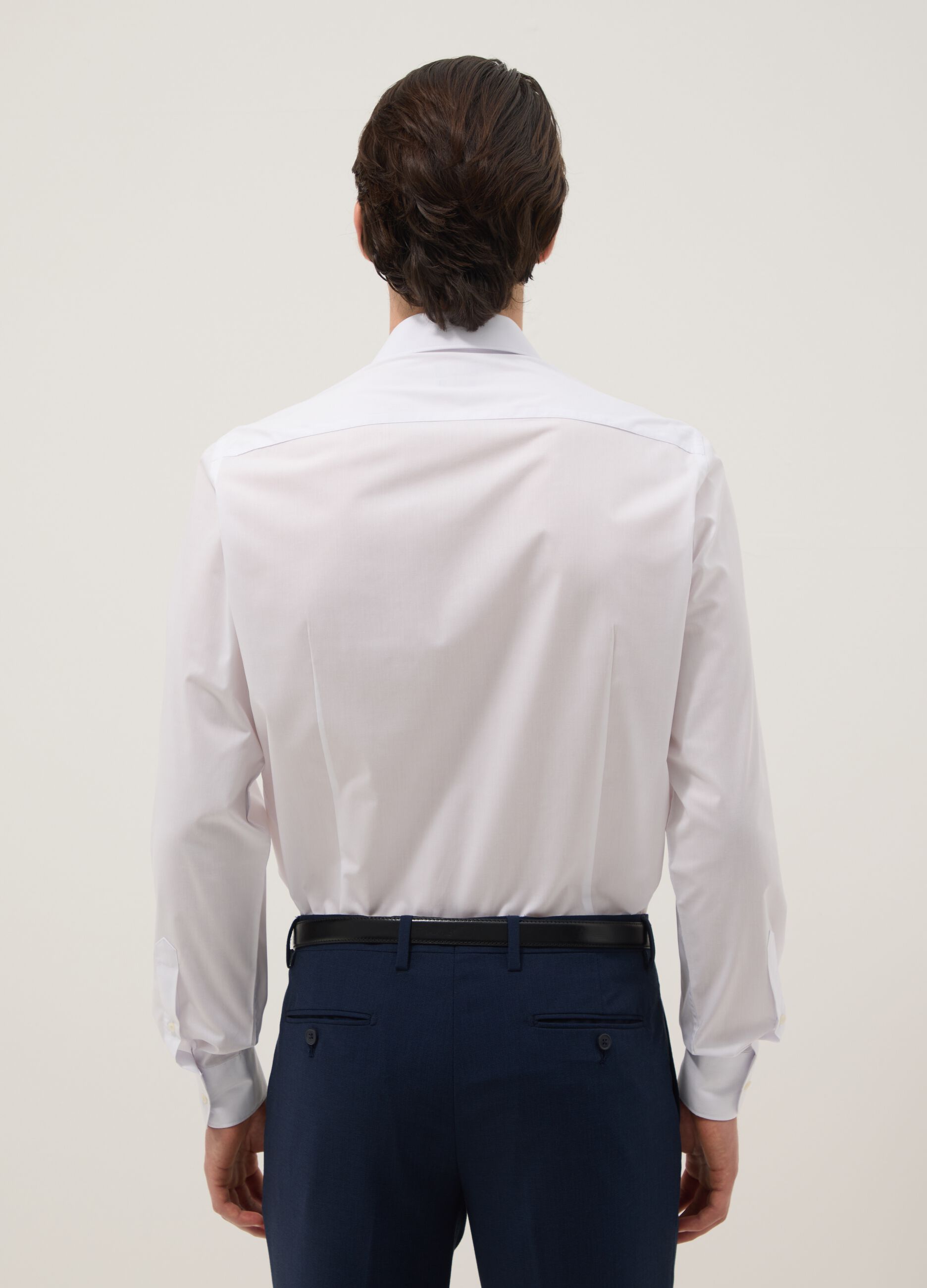 White Slim Fit Long Sleeve Shirt