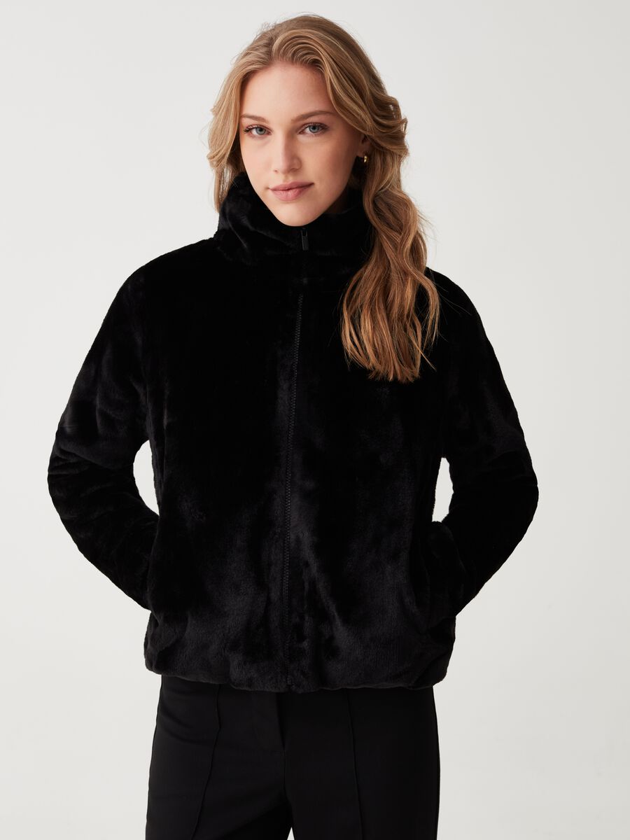 Full-zip jacket in faux fur_1