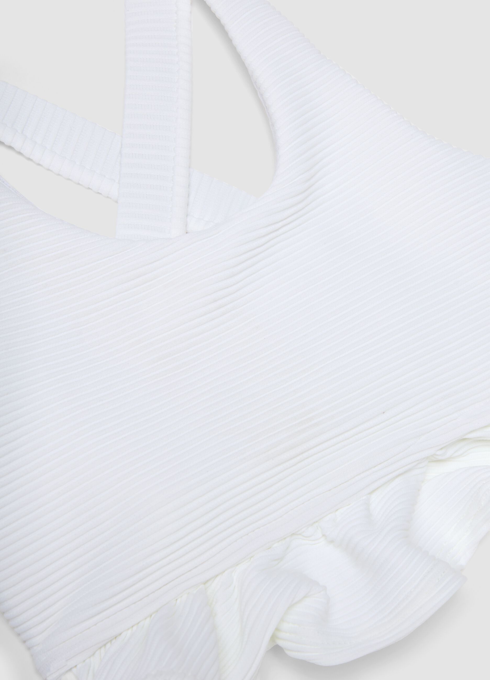 White stretch bikini with frill trim