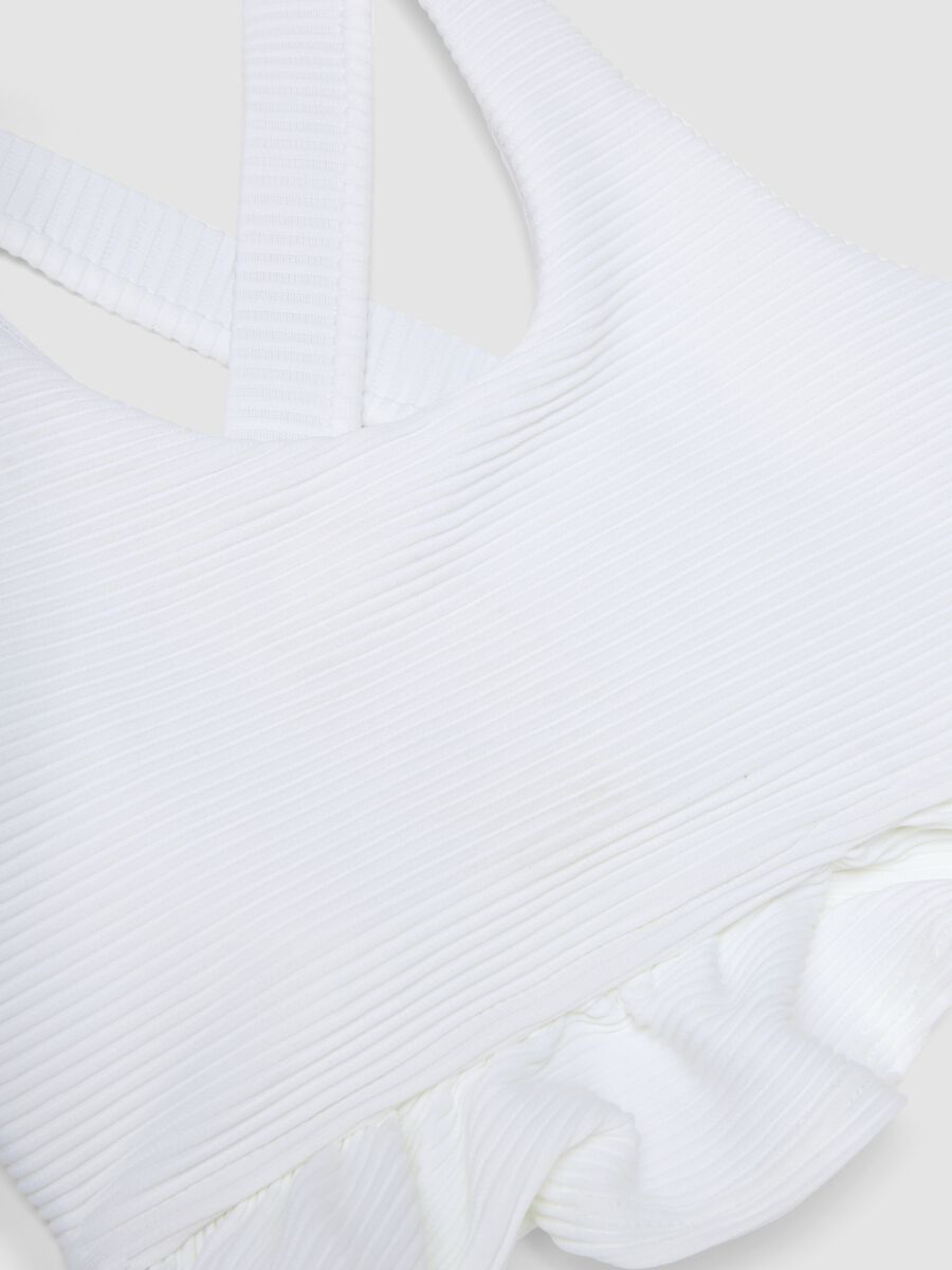 White stretch bikini with frill trim_2