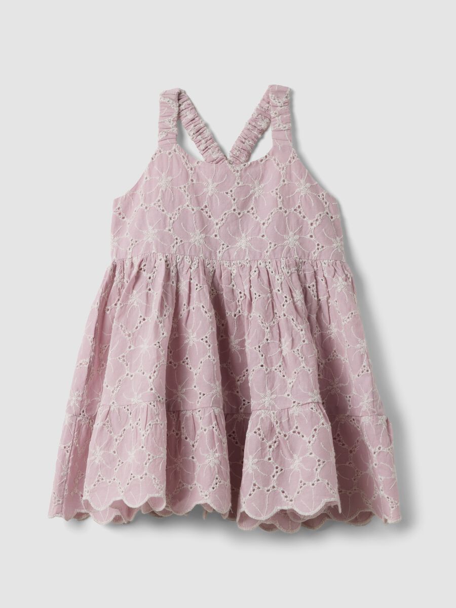 Pink pure cotton broderie anglaise dress_0