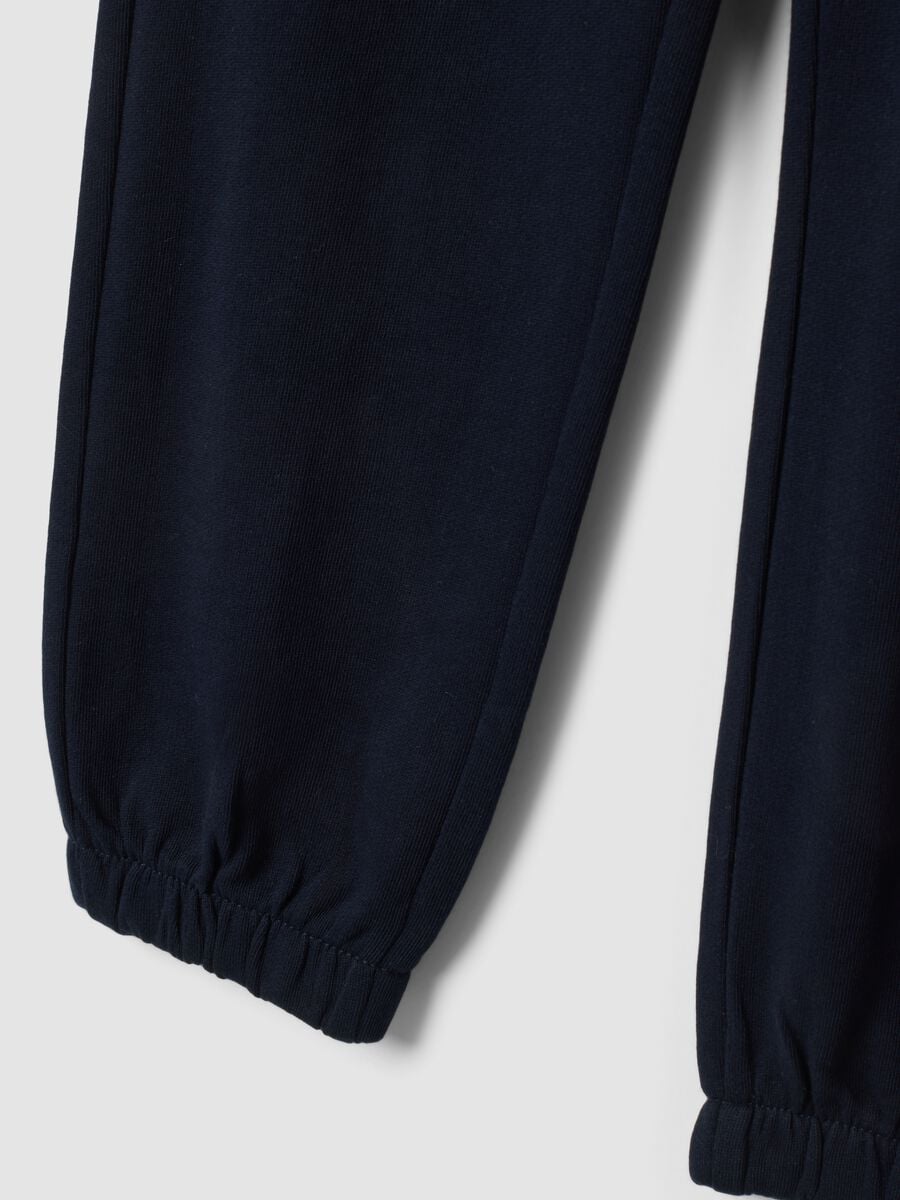 Blue cotton and viscose blend jogger trousers_3