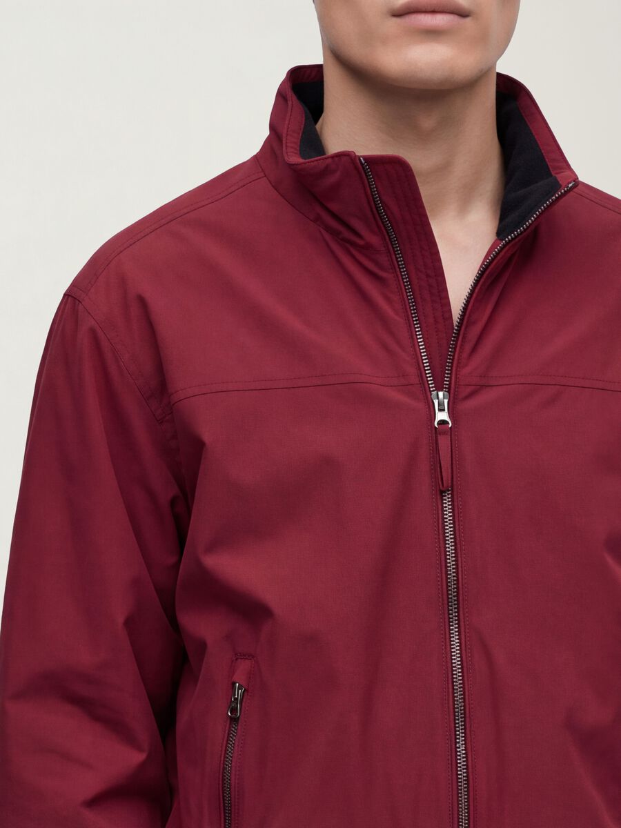 Red stretch fabric jacket with zip_2