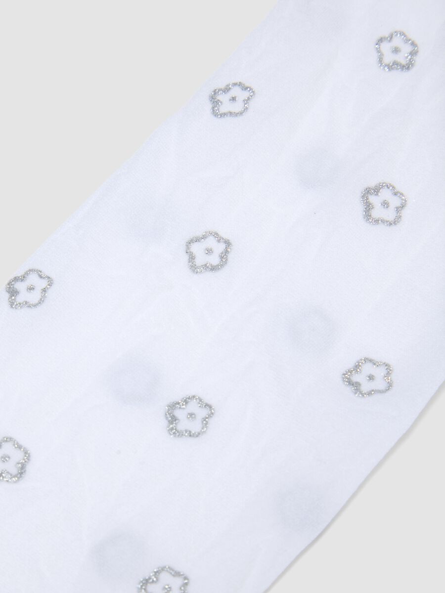 Collants brancos confort&aacute;veis e el&aacute;sticos para raparigas com flores_2