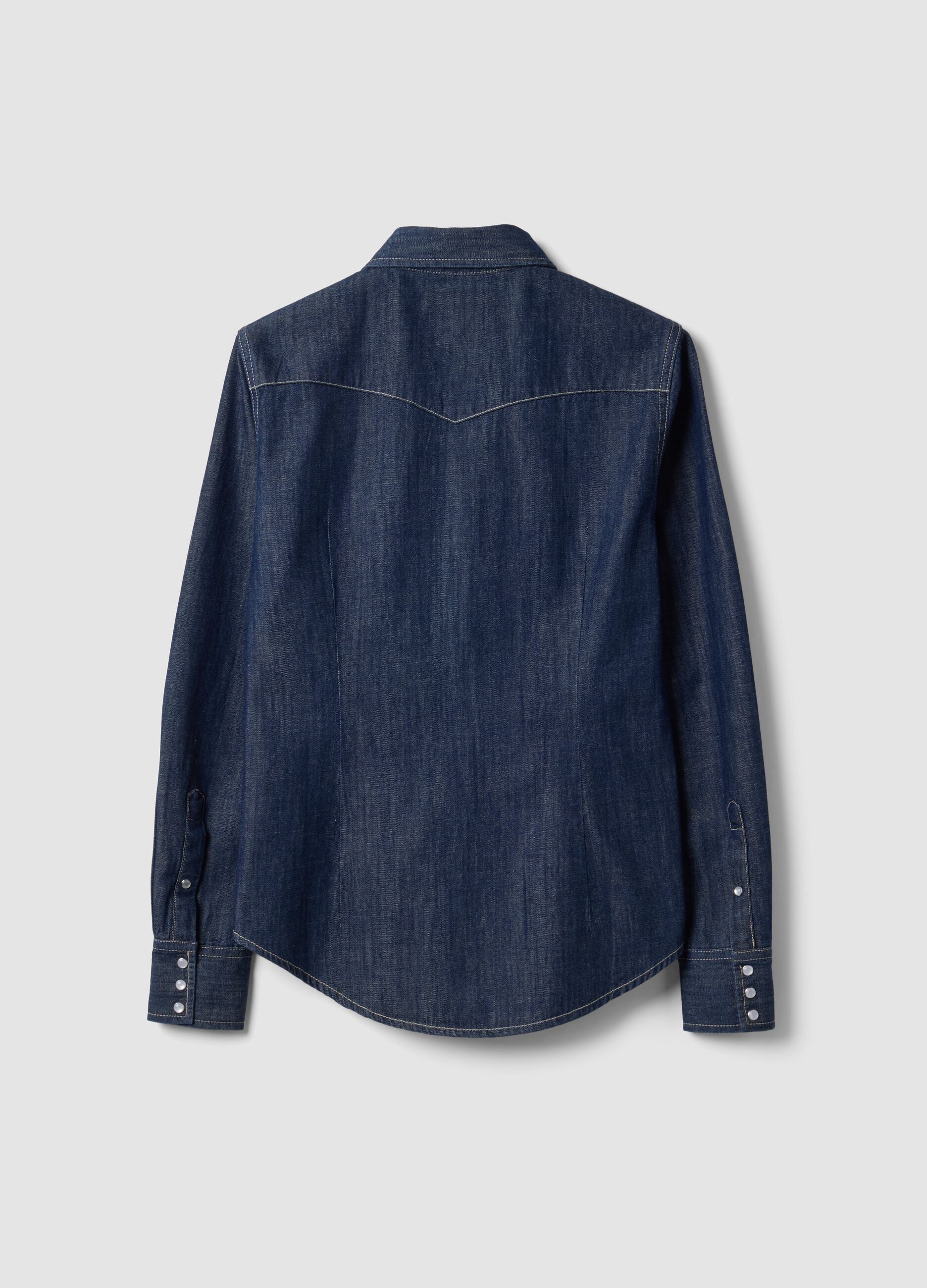 Dark blue pure cotton denim shirt, regular fit