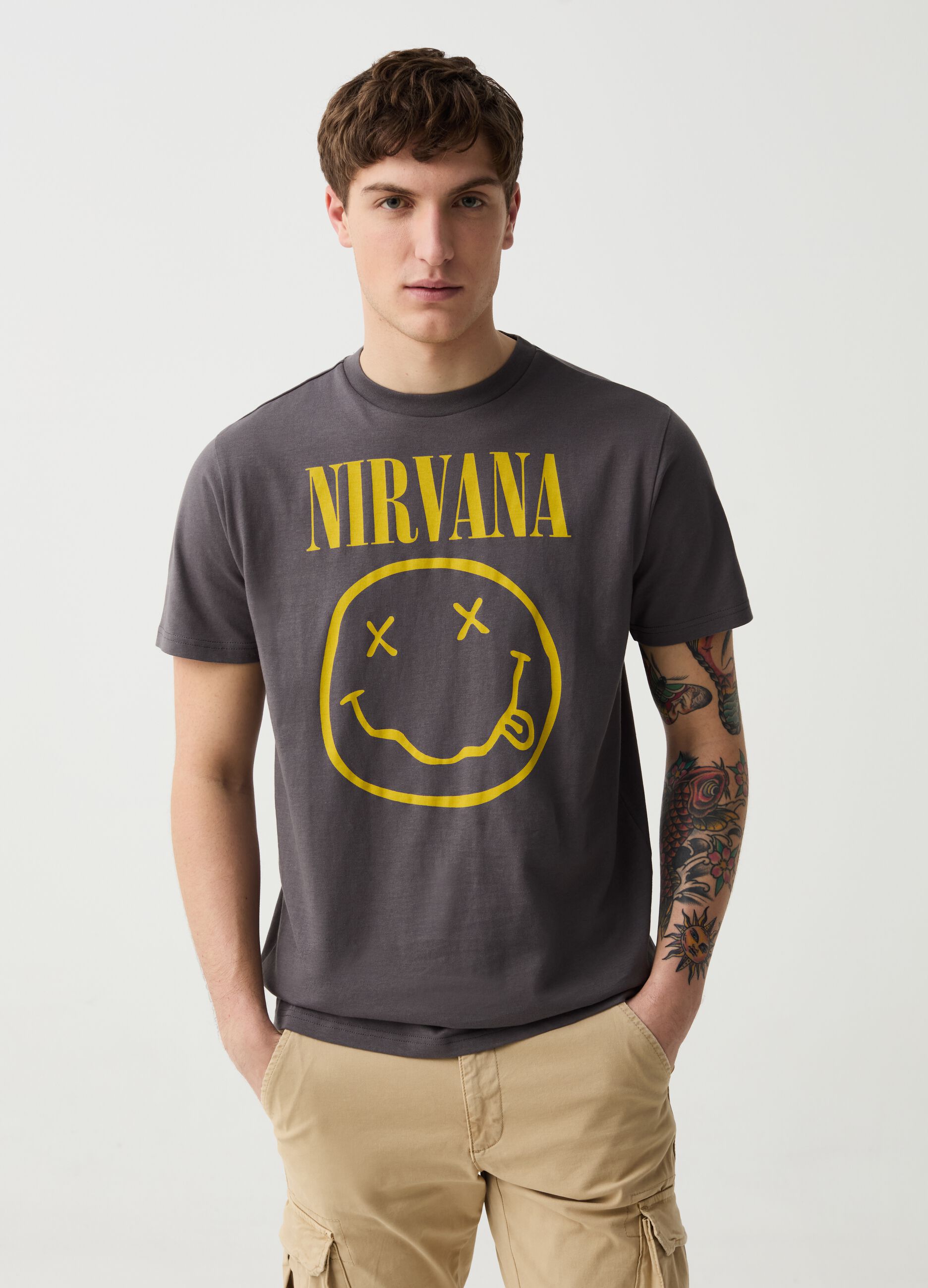 T-shirt con stampa logo Nirvana