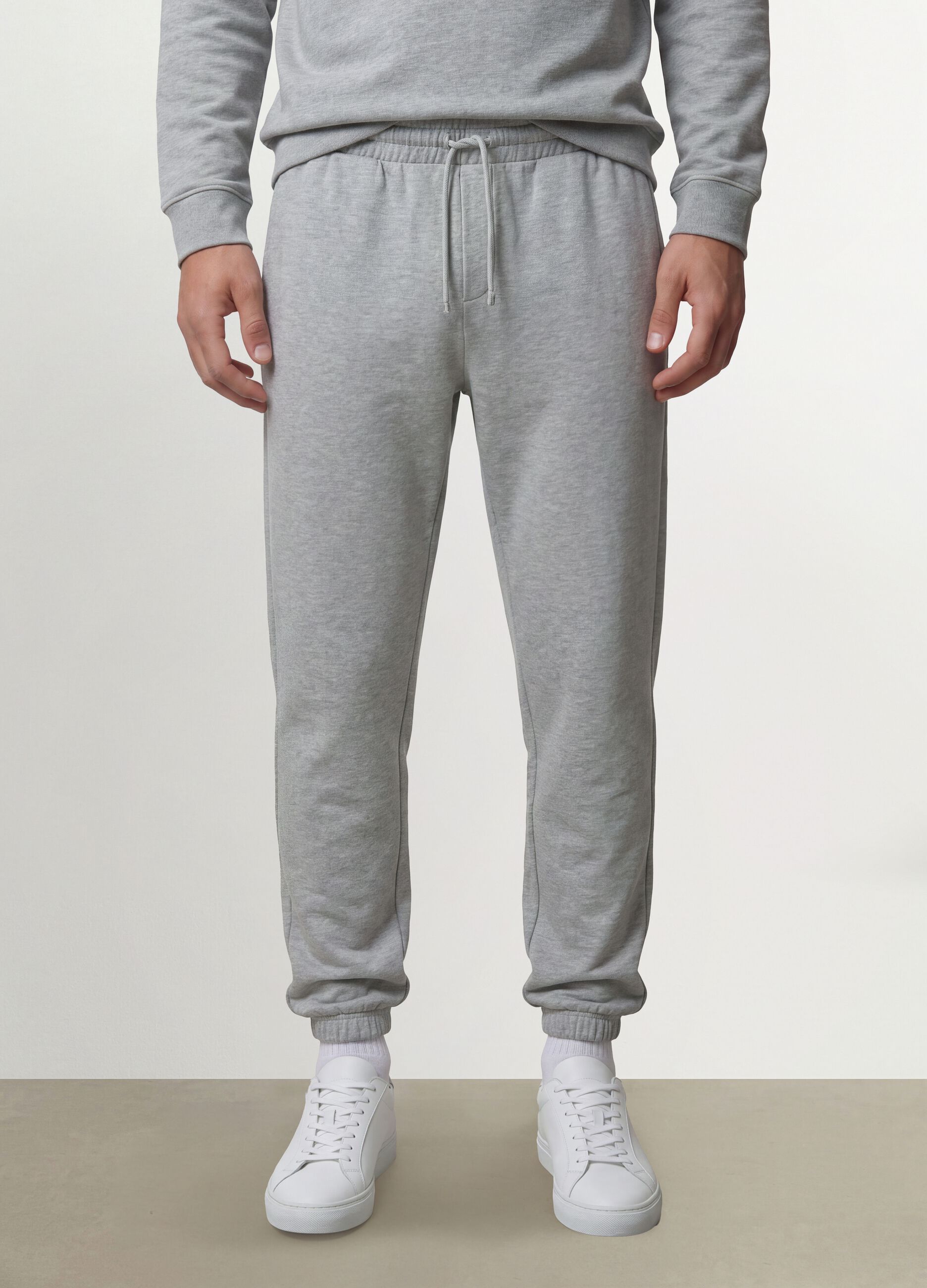 Grey cotton-blend jogger trousers, regular fit