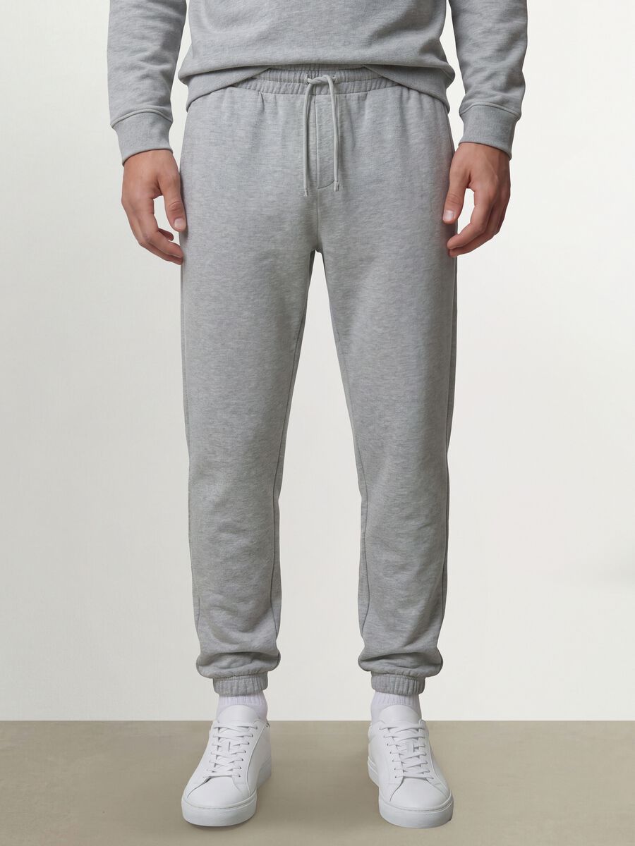 Grey cotton-blend joggers, regular fit_1