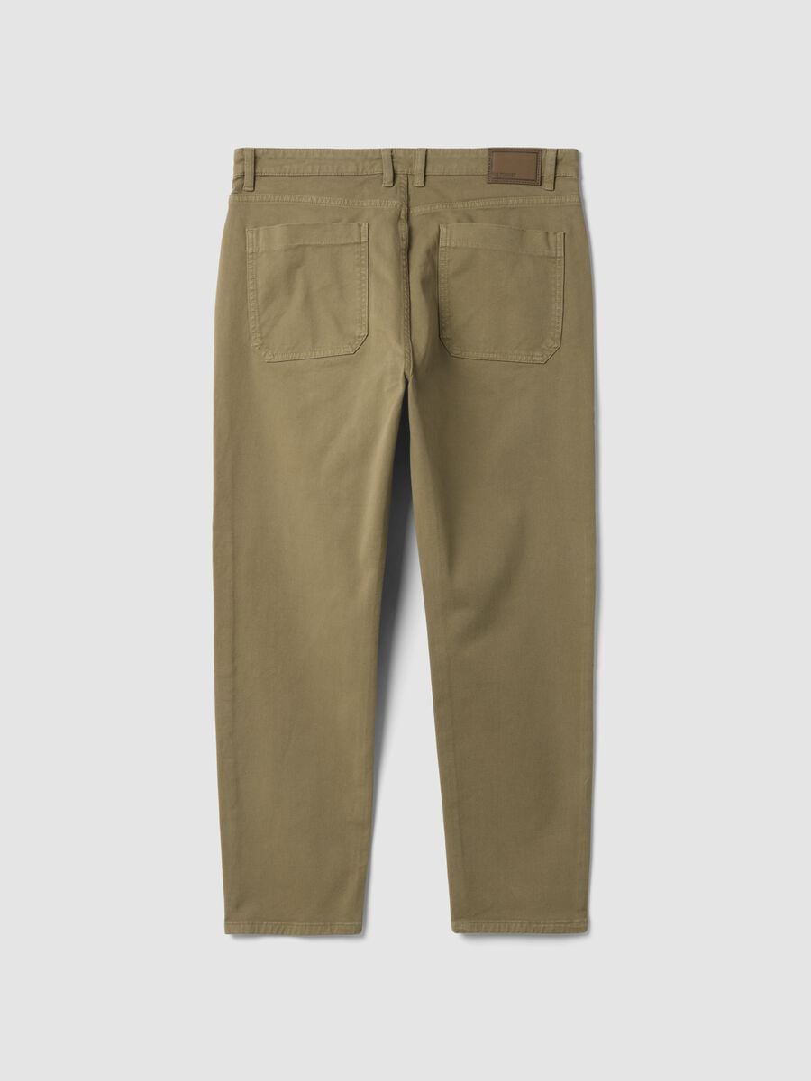 Beige Carrot-Fit-Hose aus elastischem Baumwolltwill_2